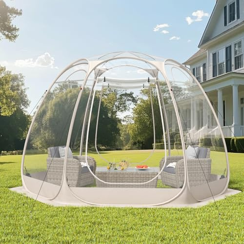 8 Person Bubble Tent with Waterproof Roof & Vent Windows – 10ft camping Shelters, Outdoor Garden Dome Igloo with 0.15mm Thick Clear PVC, 540° Transparent camping screen room for Patio, Party, Backyard