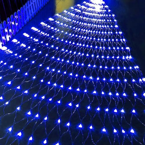 BANTASE Luces De Red De 6 Mx4 M For Exteriores, Malla Navideña, Ideal For Bodas, Aniversarios, Cenadores, Techos, Ventanas Y Fiestas.(Blau,1.5m x 1.5m 96led)