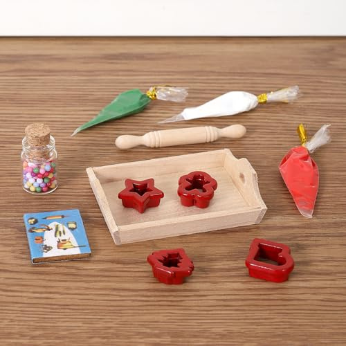 Festicy Wichtelbäckerei Zauberkrümel I 11-teilig I Zubehör für Dein Wichtel Haus I Wichtel Backset mit Nudelholz, Spritzbeuteln & Backbuch I Miniatur Wichtel Weihnachten & Zubehör