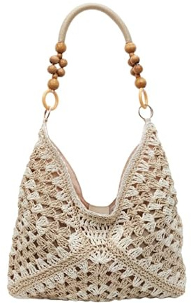 JXpxbao Strohtasche Damen Geflochtene Tasche, Sommer Korbtaschen Damen Mittelgroß Basttasche Strandtasche Shopper Tasche Boho Stroh Woven Bag Flechttasche Für Strand Urlaub Alltag Urlaub