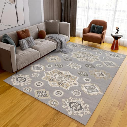Graphene Electric Heated RugLarge 120x200cm NonSlip Floor Heating Mat Infrared Radiant Heater Vintage Abstract Design for Indoor Comfort