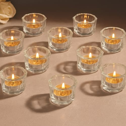 DIFLAX 21 Piezas Portavelas, Porta Velas Decorativas, Vaso para Velas, Portavelas Cristal, Velas Decorativas, Porta Velas Pequeñas, Vaso con Luz, para Decoración de Mesa Hogar Bodas Eventos