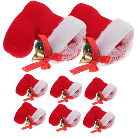HIAKDOFT 8 Piezas Botas de Reutilizables para Navidad Colgantes Decorativos con Diseño Infantil Duraderas y para Almacenamiento y