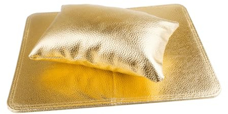 Beatifufu Ergonomisches Handkissen Komfortable Handauflage aus Pu für Maniküre und Pediküre mit Goldfarbe Schützt Tischoberfläche für Nageldesign
