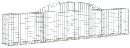 Nqyjm Recinzione in Maglia da Giardino Cesti per Gabbioni Arcuati 5 Pezzi 300x30x60/80 cm Ferro Zincato Parete Gabion Gabbie Pietre per Terrazza Esterna Prato Decorativo