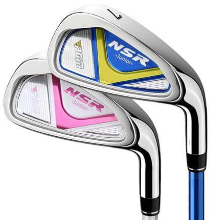 Mazza da golf per bambini, in ferro #7, con asta in carbonio ultraleggera, per principianti, ragazzi e ragazze, mazze singole (9-12 anni, rosa)