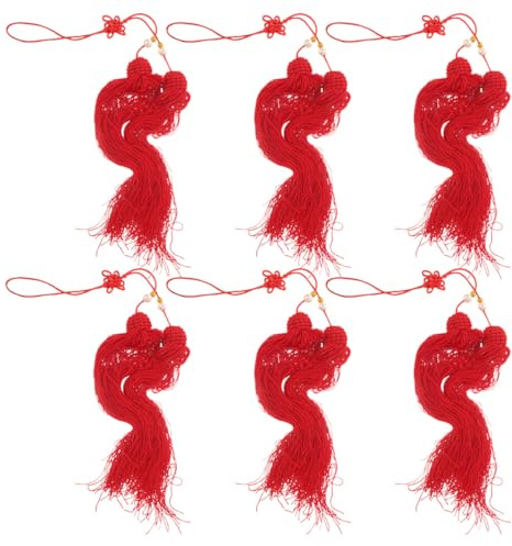 HAPINARY Adorno de Borla para Espada de Tai Chi, Set de 6 Colgantes Rojos en Hilo Duradero, Uso en Entrenamientos y Torneos de Artes Marciales