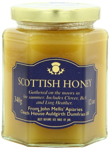 John Mellis Apiaries Scottish Honey, Scottish Clover, Bell & Ling Heather Honey, 12 Ounce Jar