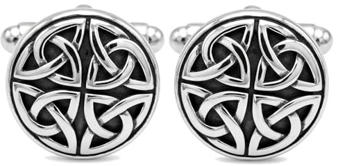 Alexander Castle 925 Sterling Silber Oxidierte Keltische Manschettenknöpfe für Männer – Runde 15mm Keltische Trinity-manschettenknöpfe mit Schmuck-geschenkbox