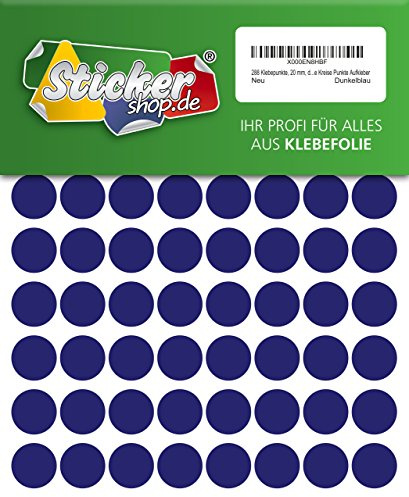 288 Klebepunkte, 20 mm, dunkelblau, aus PVC Folie, wetterfest, Markierungspunkte Kreise Punkte Aufkleber