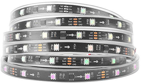 BTF-LIGHTING WS2811 RGB adressierbare Traum Farbe LED-Streifen 5m 30LEDs/m 10Pixels/m 150LEDs 50Pixels IP67 Spritzwassergeschützt Schwarz PCB Flexibel DC12V Lauflicht Effekt für Heimdekoration