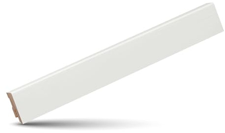 KGM Sockelleiste Modern Massivholz - Weiß, 2400 x 16 x 40 mm, 1 Stück | Fußleiste, Kiefer, lackiert, für Wohnräume, Flure & Büros, ExPress-Clip-Montage, Made in Germany