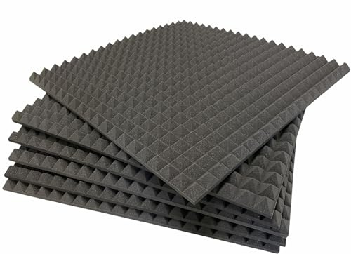 Pannello fonoassorbente 5,5 Cm piramidale per correzione audio in poliuretano (50x50x5,5, Antracite classico) insonorizzanti isolamento acustico isolante per udito