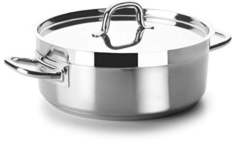 LACOR 54028 - Cacerola con Tapa Chef Luxe 28 Cm Acero Inoxidable | En acero inoxidable, para guisos y cocciones uniformes; ideal para cocina profesional y uso diario en casa, para el día a día