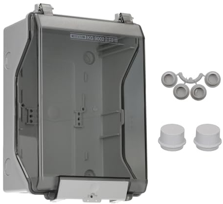 Hensel KG9002 KV-Leergehäuse - IP 66 Kleinverteiler für Einbaugeräte | Robustes Kunststoffgehäuse, 133 x 205 x 95 mm, metrische Vorprägungen, staubdicht für den Außenbereich