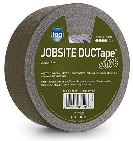 IPG JobSite DucTape, Farbiges Klebeband, 4,8 cm x 60 m, Olivgrün (Einzelrolle)