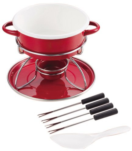 Pearl Bell Romani enamel fondue pot mini set Red H-3130 (Japan import / The package and the manual are written in Japanese)