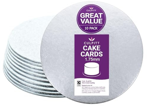 Culpitt 12 Round Turn Edge Cake Cards, Cake Boards, Silver Fern, 1.75mm Thick, Hand Finished, Made in the UK, Pack of 10-12'' (304mm)