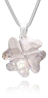 Silverhalsband Med Kristallfyra Klöverhänge Av Silver 925