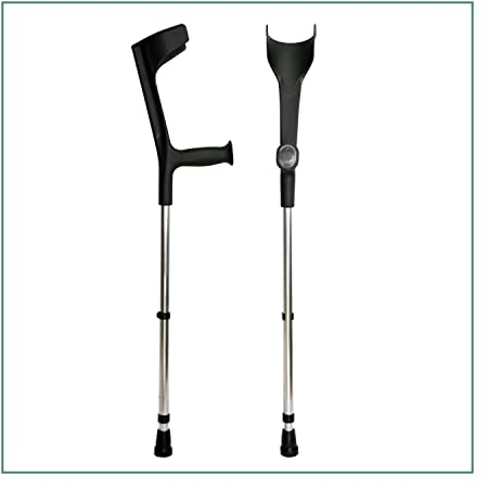 ORTONES - Krücken Paar Schwarz, Orthopädische Gehhilfen für Senioren, Verstellbar mit Praktischem Clip, Aluminium-Unterarmgehstützen, X2 Stück