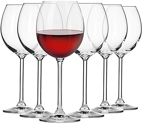Krosno Copas de vino tinto | Juego de 6 | 350 ml | Colección Venezia | Ideal para casa, restaurantes y fiestas | Apto para lavavajillas | Cristal sin plomo