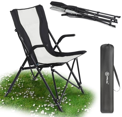 Homecall Klappbarer Campingstuhl - (Schwarz/Creme-Weiß)