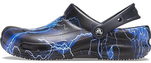 Crocs Work Bistro Graphic Clog Black/Lightning Bolts Men's 7, Women's 9 Medium