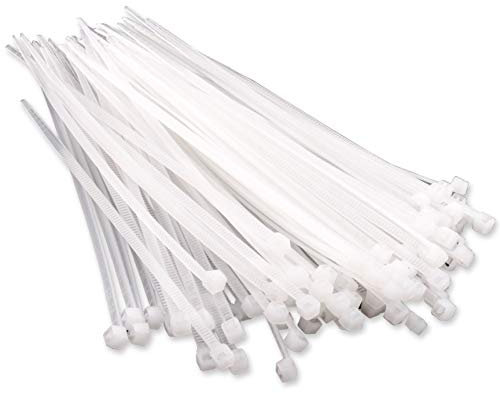 100x White Cable Ties - Short 4 Nylon Wire Management Wraps