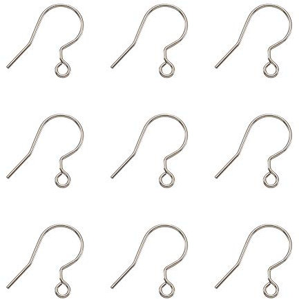 PandaHall Edelstahl Ohrhaken Ohrhaken Ohrring Fischhaken für DIY Schmuckherstellung Edelstahl 18,5 x 16,5 mm, 20 Stück