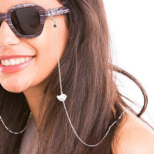 Yienate Boho-Brillenketten mit Legierung, Vogel, rutschfest, Brillenkette, modisches Brillenzubehör, Brillenhalter, Sonnenbrillenhalter, Riemen für Damen und Mädchen (Silber)
