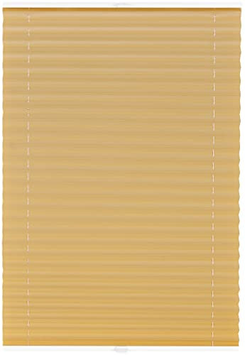 ondeco Plissee auf Maß Metallic für alle Fenster innen, Montage in Glasleiste Spannschuh, Sonnenschutz-Rollo lichtschutz und Blickdicht Gold B: 91-100 cm, H: 40-100 cm