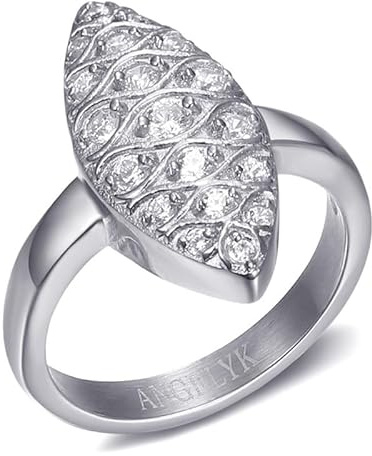 BOBIJOO Jewelry - Bague Marquise Femme Vintage 19 Zirconiums Acier Inoxydable Argent - 60 (9 US)