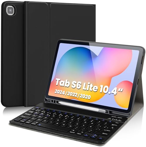 YUEJIDZ Funda Samsung Galaxy Tab S6 Lite con Teclado,Funda con Teclado Español Ñ para Galaxy S6 Lite 2024/2022/2020, Teclado Bluetooth Desmontable para Samsung S6 Lite 10.4'' (Sm-P620/P625/P613/P619)