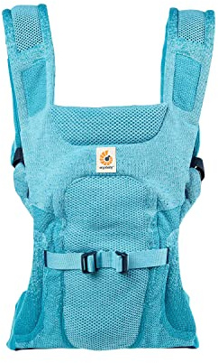 Ergobaby Aerloom Babytrage für Neugeborene bis zum Kleinkind, 3-Positionen Ergonomische Babybauchtrage Rückentrage Baby-Tragetasche aus Formaknit Material, Aquamarine