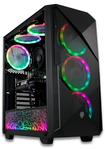 XUM Legend Gaming PC – AMD Ryzen 5 5500, NVIDIA RTX 5060 8GB, 32GB DDR4 RAM, 500GB NVMe SSD + 1TB HDD, 700W PSU, WiFi, RGB Lighting, Windows 11 – VR Ready, Streaming Ready Gaming Desktop
