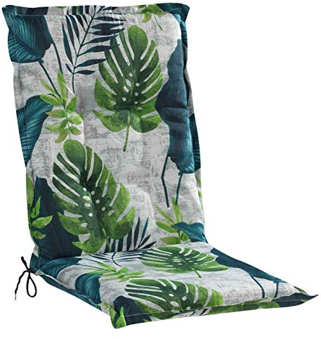 Nicht Zutreffend Gartenstuhlauflagen Mittellehner - 108 x 50 cm - Blau - Grau - Grün - Baumwolle - Polyester - Blattmotiv - Sesselauflage Sitzpolster Stuhlauflage