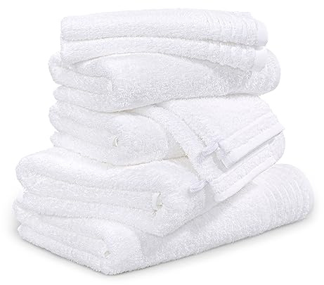 Möve Handtuchset New Classic 8-TLG Handtücher - 2x20x15cm+2x30x50cm+2x50x100 cm+2x67x140 cm, 100% Baumwolle, Snow