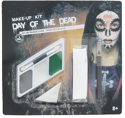 Zac's Alter Ego Halloween Make Up Day of the Dead Kit - Palette, White Face Paint, Sponges, Crayon & Applicator Included