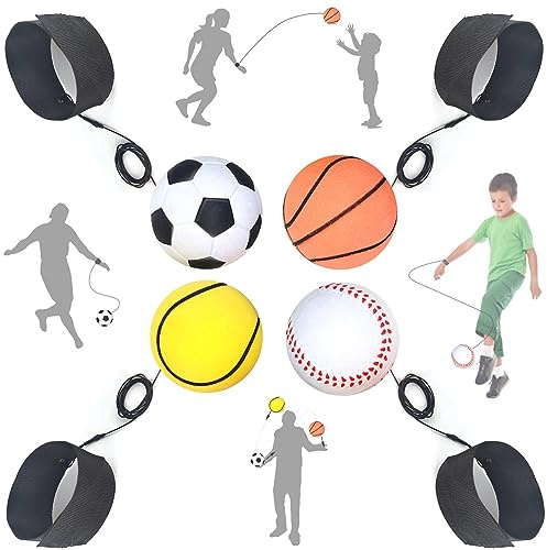 Jastown Pelotas de Goma con Bandas,Pelota de Goma con Correa para la muñeca,Bolas rebotadoras,Pelotas de Rebote con Cuerda elástica,Regalos de Juguetes de Bolas de Colores para niños (4 pcs)