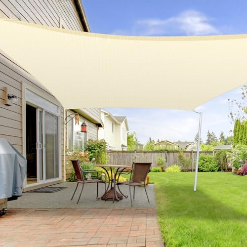 LOVE STORY Voile d'ombrage Rectangulaire 3x4m Toile Ombrage Crème - Store en Tissu d'ombrage courbé,Translucide (HDPE) pour Terrasse, Porche,Jardin, Protection UV à 95%