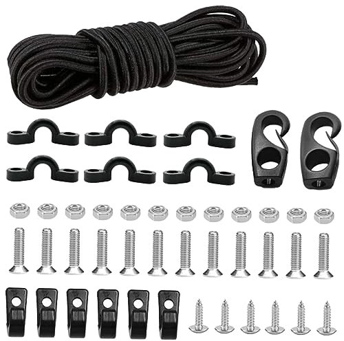 UKCOCO Kajak Bungee Seil Satz Elastisches Gummiband Aus Edelstahl Mit J-Haken Und C-Klammer Kajakzubehör Für Bootsdeck Und Kanuszubehör