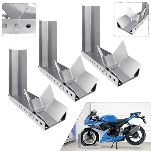 ACXIN Motorradträger, Verladehilfe Schiene, Motorradwippe, Vorderradklemme, Verstärkter Stand, Mit 3 Ankerbolzenlöchern, Hoher Sicherheitsfaktor (3 Stück)