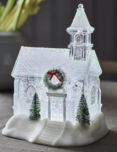 Marco Paul 28 cm Glitzernde Kirchen-Szene | Weihnachts- und Innendekoration | schönes Deko-Accessoire für Zimmer