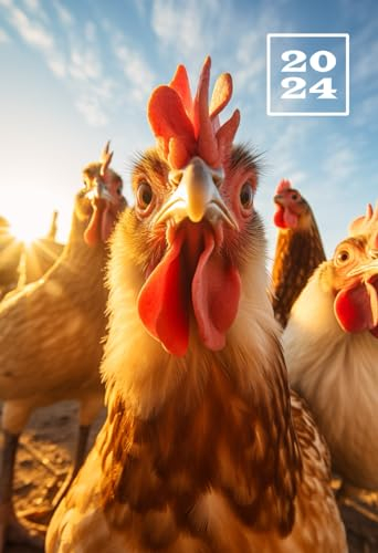2024: A6 Wochentaschenkalender | 1 Woche auf 2 Seiten Terminplaner | Buchkalender im Mini Format | Lustige Hühner Kalender | Jahresplaner Kalenderbuch ... | Agenda Planer Klein & Kompakt