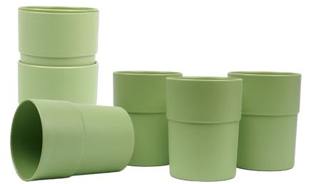 BioFactur Kinderbecher 6 er Set | 265 ml BPA-frei trinkbecher | Plastikbecher | Wiederverwendbares und Mikrowellen & Spülmaschinenfest picknick becher set | Made in Germany (Grün, 6 er)