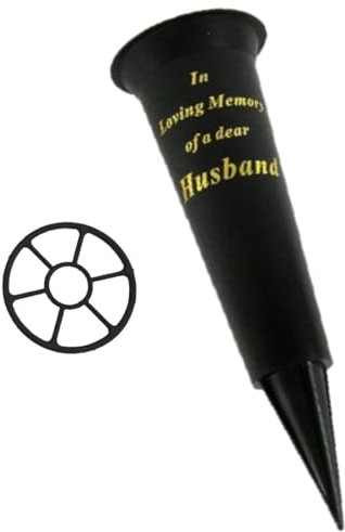 Black In Loving Memory Husband Spiked Memorial Grave Flower Vase Graveside Memorial with flower holder insert