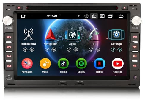 Erisin 8-Core Android 14 4GB+64GB DVD Autoradio GPS Navigatore per VW Passat Golf 4 Sharan Polo Lupo T5 Multivan SKODA Octavia SEAT Ibiza 6L 7 Bluetooth 5.0 CarPlay Android Auto WiFi DSP RDS CANbus