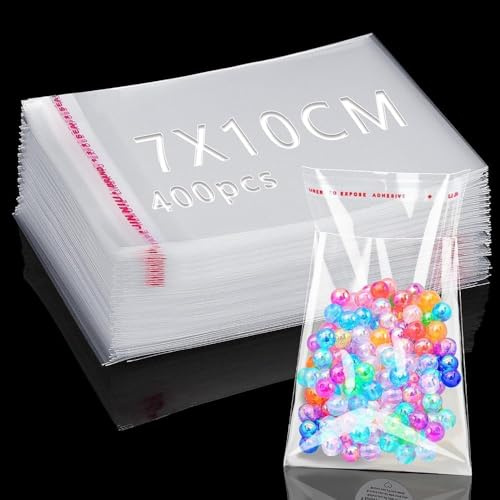 400 Stück Zellophantüten Selbstklebend 7x10cm Cellophantüten OPP Tütchen | Plastiktüten Selbstklebend, Klarsichttüten, Wiederverwendbar, Klebeverschluss, für Süßigkeiten, Keksen, Schokolade, Schmuck