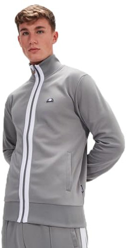 ellesse Berlusoni 9003 Jet Stripe Tape Funnel Neck Track Top - Grey X-Small Grey