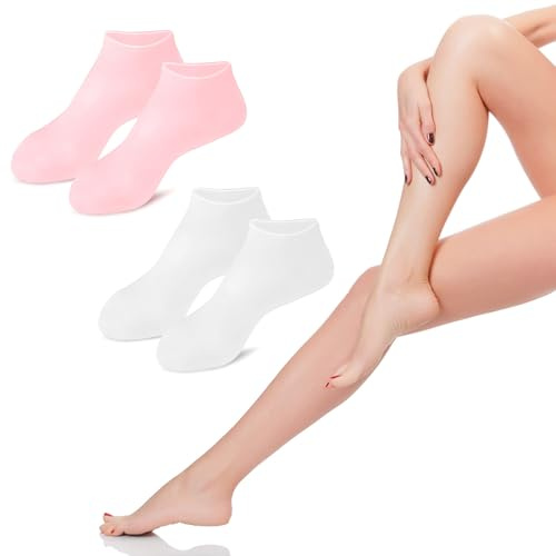2 Paar Hornhaut Socken, FußMaske Fussmaske Silikon Socken Anti Hornhaut Socken Fussmaske Socken Silikonsocken für FüßE Foot Mask Silikon Socken Damen FußMaske Socken Silikon Socken für Creme